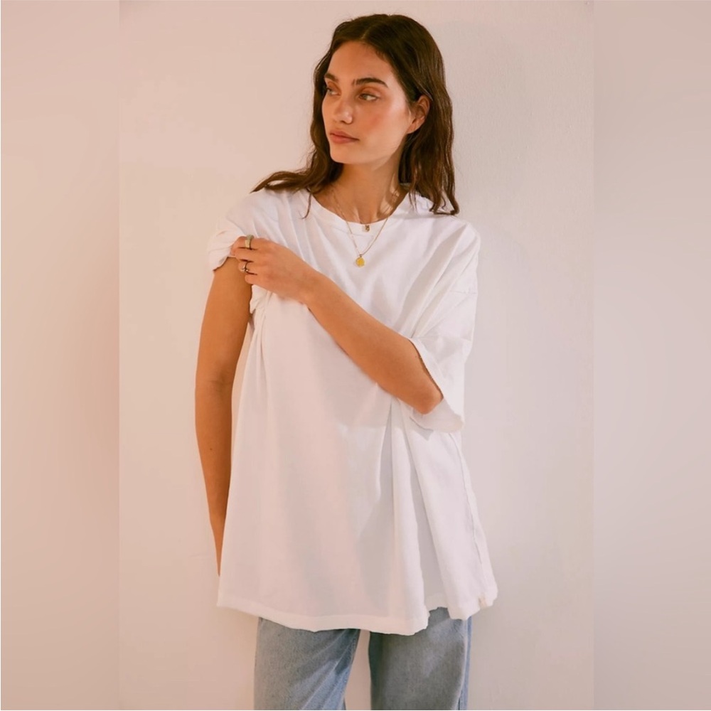 Free People Devon Tee Oversized In Ivory (White) Short Sleeve Size XL - Picture 3 of 6